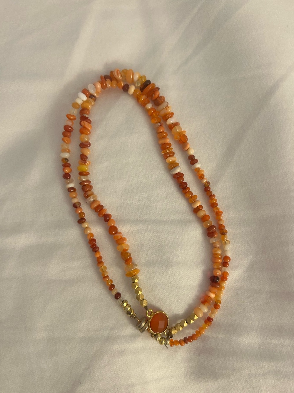 Red carnelian beaded necklace